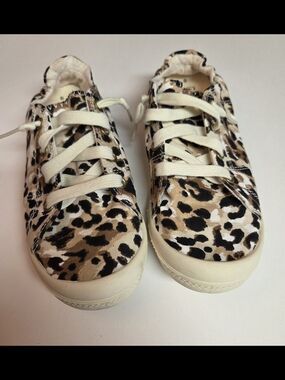Leopard Print Time And Tru Canvas Sneakers in Cream and Brown